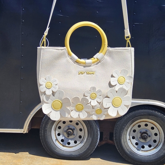 Betsey Johnson Cream and Yellow Satchel with Floral Design - Picture 7 of 7